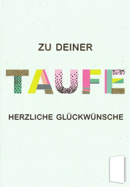 Taufkarte "Zu Deiner Taufe Herzliche Glückwünsche"