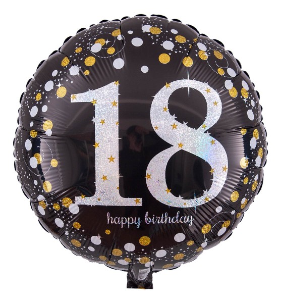 Zahlen Ballon zum 18. Geburtstag, Radiant schwarz