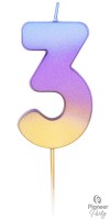 Kerze Regenbogen Zahl 3  Kerze Regenbogen Zahl 3