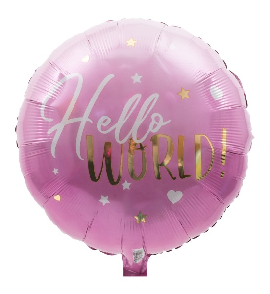 Ballon zur Geburt von Mädchen "Hello World"