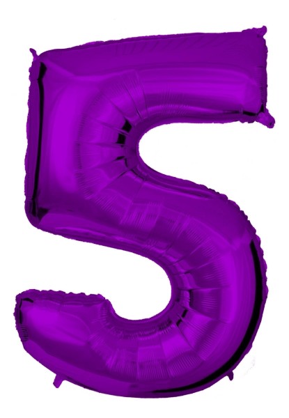 Lilafarbene Folienballon Zahl "5"