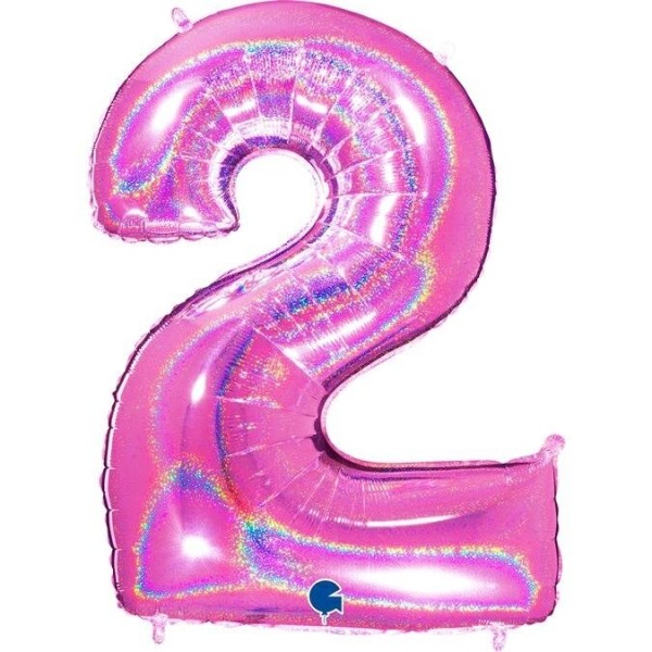 Zahlenballon Pink Holo "2"