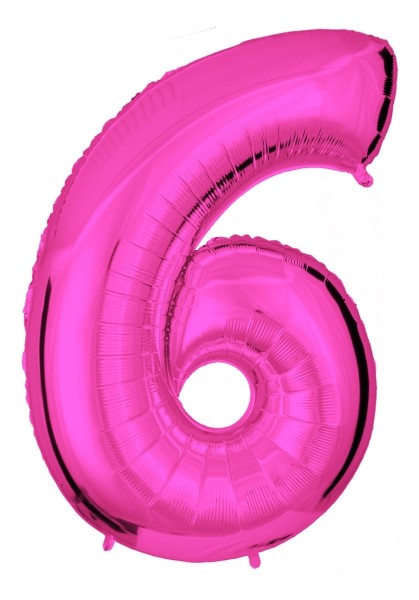 Zahlenballon Pink "6"