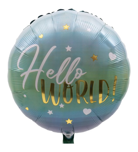 Ballon zur Geburt von Jungen "Hello World"