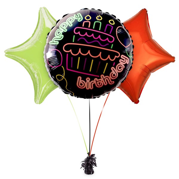 Ballon Bouquet "Happy Birthday - Neon Torte"