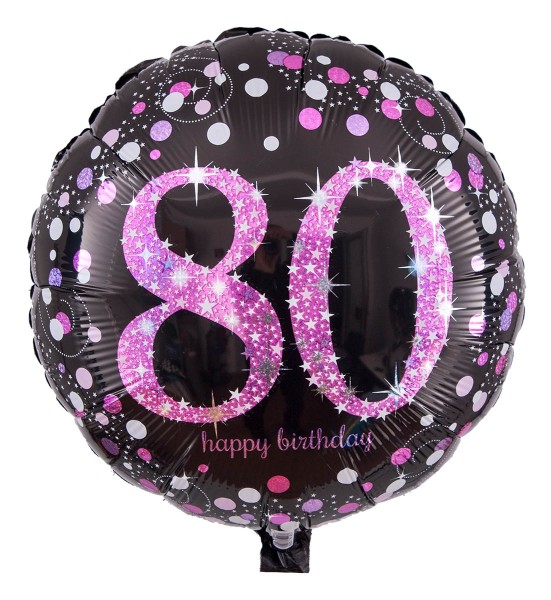 Ballon Zahl zum 80. Geburtstag, Radiant schwarz-pink