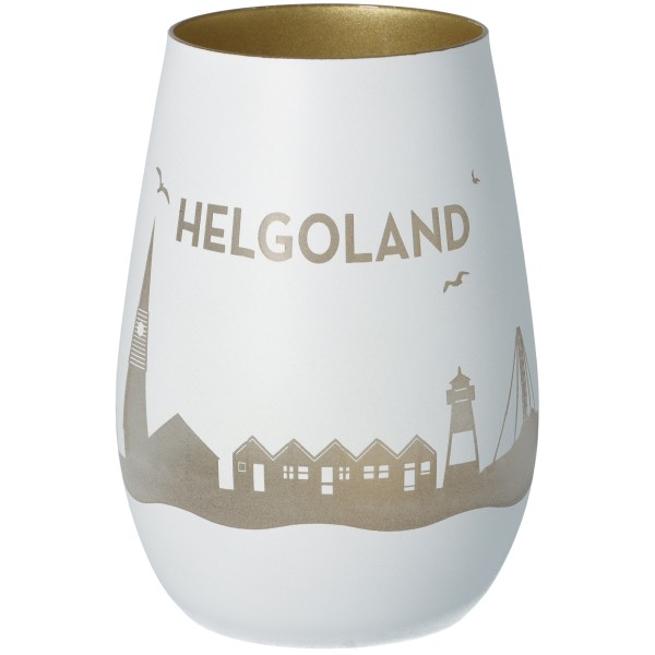 Windlicht Skyline Helgoland Weiß/Gold
