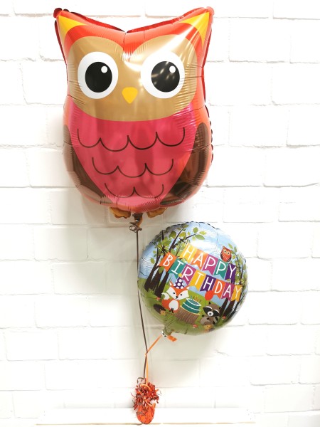 Ballonset Waldtiere mit Eule "Happy Birthday"