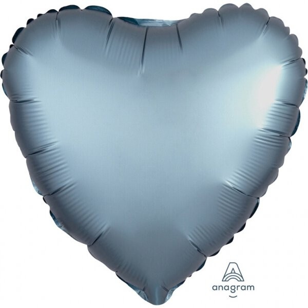 Folienballon Herz, Satin Steel Blue