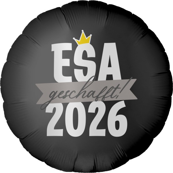 Folienballon Satin Schwarz "ESA 2026 geschafft"