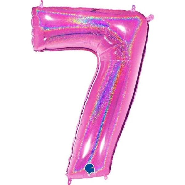 Zahlenballon Pink Holo "7"