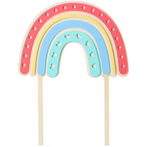 Cake Topper Regenbogen Herz aus Holz & Acryl