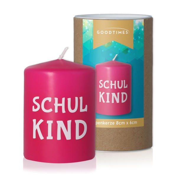 Stumpenkerze "Schulkind" Pink