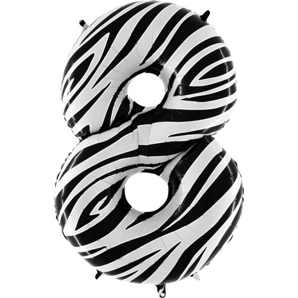 Zahlenballon Zebramuster "8"