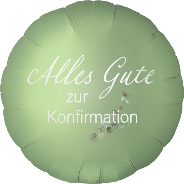 Folienballon Satin Olive Green "Alles Gute zur Konfirmation"