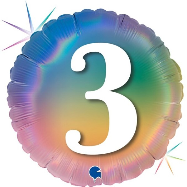 Regenbogenballon Zahl "3"