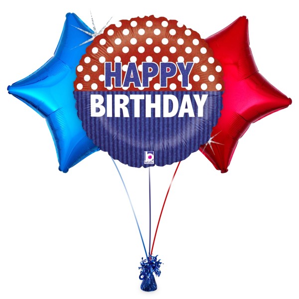 Buntes Ballonset "Happy Birthday" in Rot und Blau