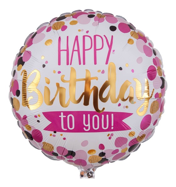 Folienballon mit Punkten zum Geburtstag "Happy Birthday to you!"