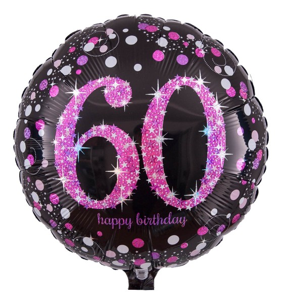Zahlen Folienballon zum 60. Geburtstag, Radiant schwarz-pink
