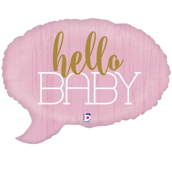 Motivballon in Rosa Sprechblase "Hello Baby"