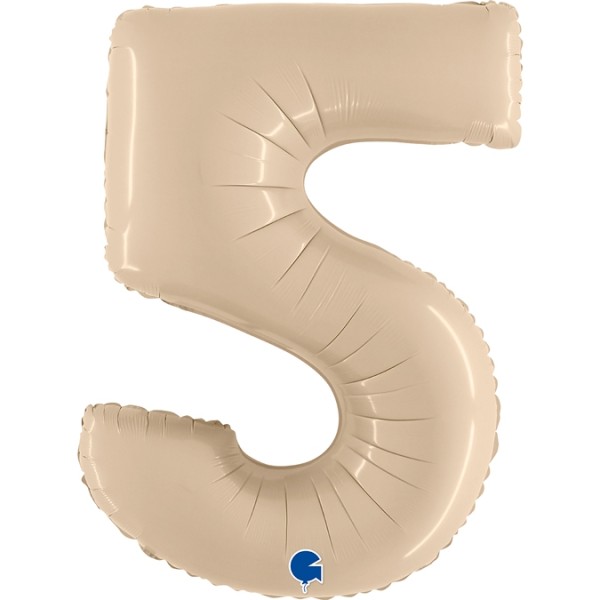 Zahlenballon Satin Cream "5"