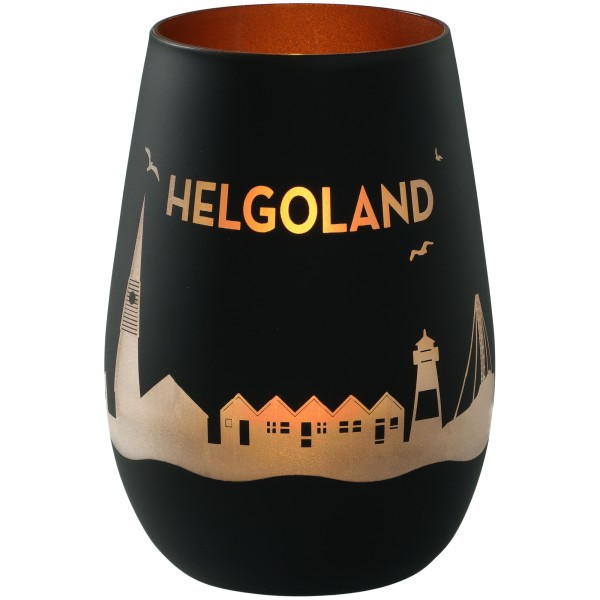 Windlicht Skyline Helgoland Schwarz/Bronze