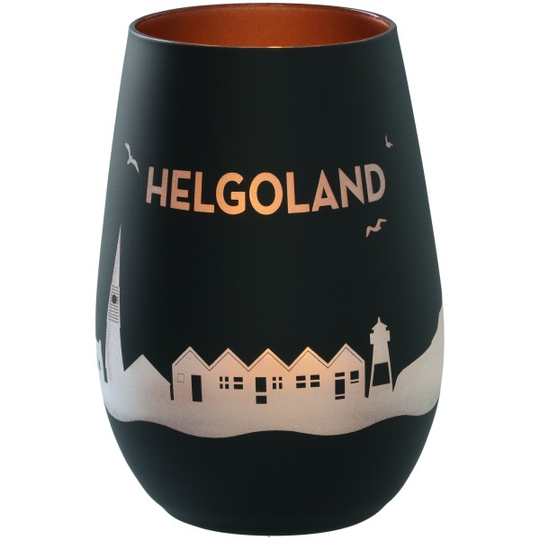Windlicht Skyline Helgoland Schwarz/Bronze