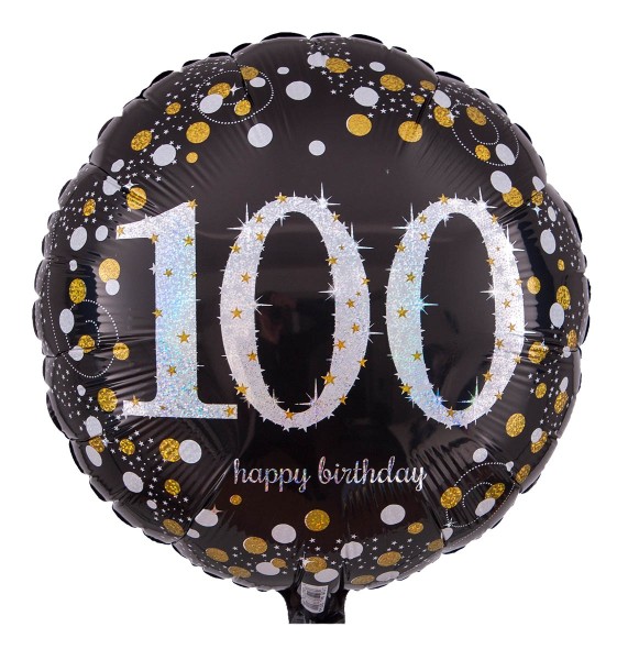 Zahlenballon zum 100. Geburtstag, Radiant schwarz