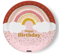 Pappteller "Happy Birthday" Boho, 8 Stück  Pappteller "Happy Birthday" Boho, 8 Stück
