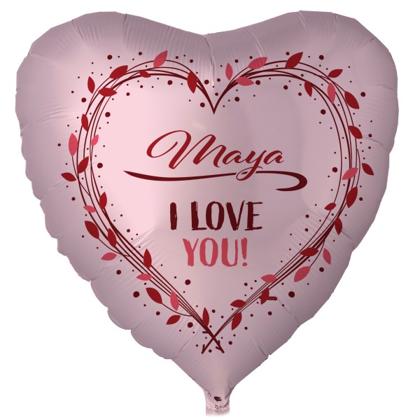 Folienballon Satin Pastell Pink "NAME I love you"