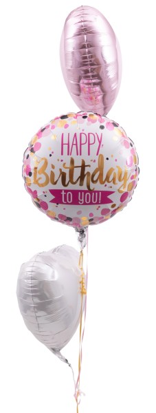 Ballonset Geburtstag "Happy Birthday to you Dots pink"