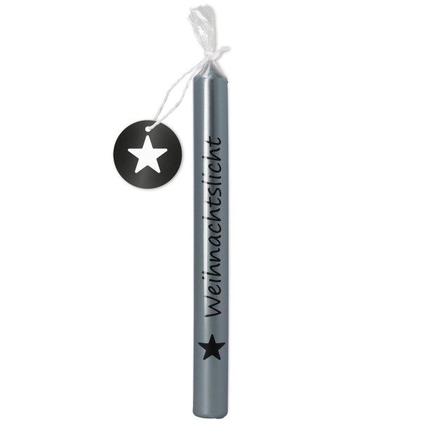 Stabkerze "Weihnachtslicht" Metallic Silber & Schwarz