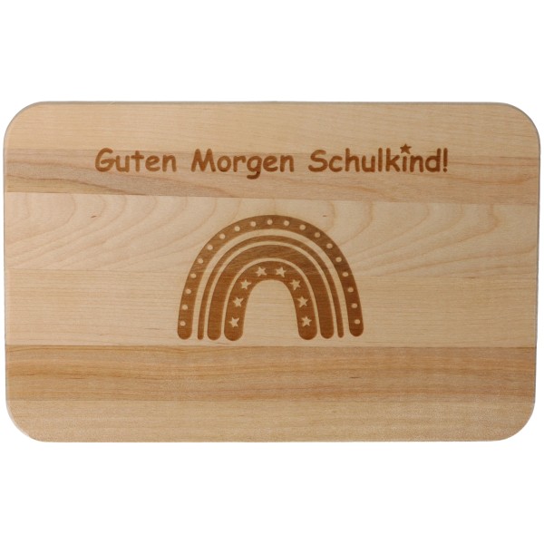 Frühstücksbrettchen Guten Morgen Schulkind Regenbogen Stern 23cm x 15cm x 1cm