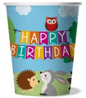 Pappbecher "Happy Birthday" Waldtiere, 8 Stück  Pappbecher "Happy Birthday" Waldtiere, 8 Stück