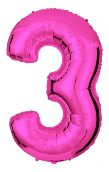 Pinke Folienballon Zahl "3"