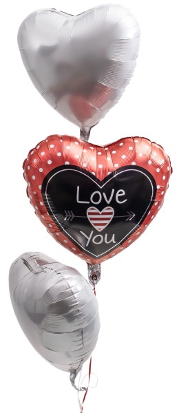 Deko Ballonset "Love you" rot weiß gepunktet