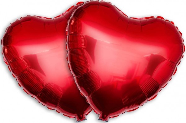 2 rote Herzballons als Heliumballon Set