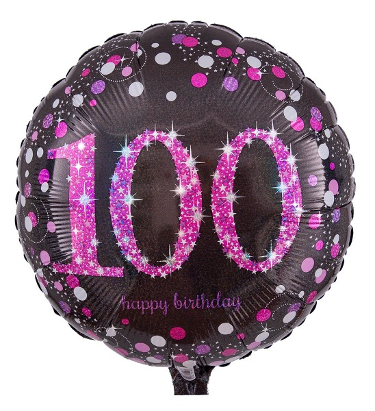 Zahlenballon zum 100. Geburtstag, Radiant schwarz-pink