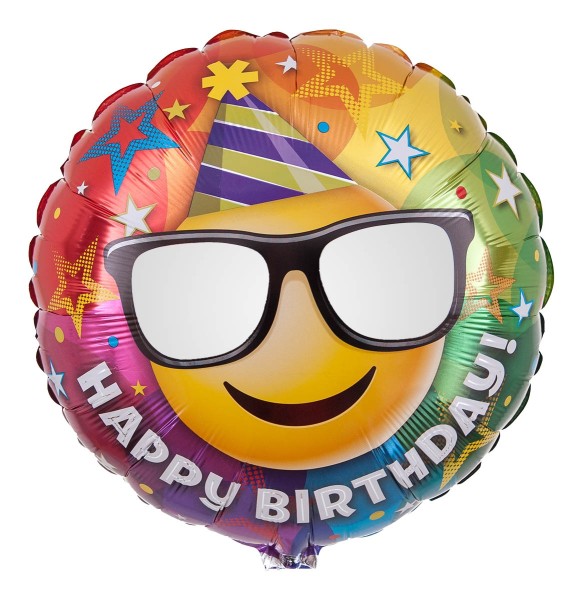 Happy Birthday Ballon "Smiley mit Sonnenbrille"