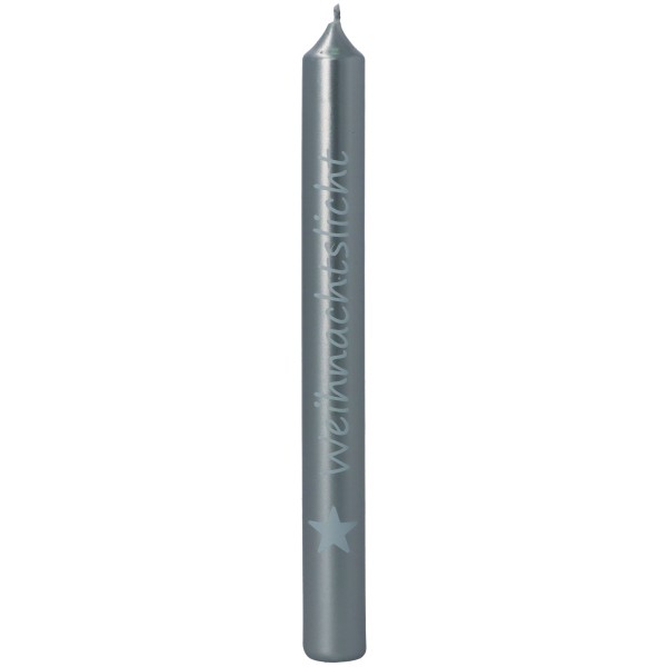 Stabkerze "Weihnachtslicht" Metallic Silber & Weiß