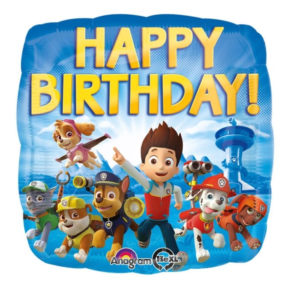 Eckiger Folienballon Paw Patrol "Happy Birthday"