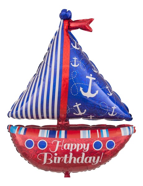 Motivballon "Segelboot - Happy Birthday"