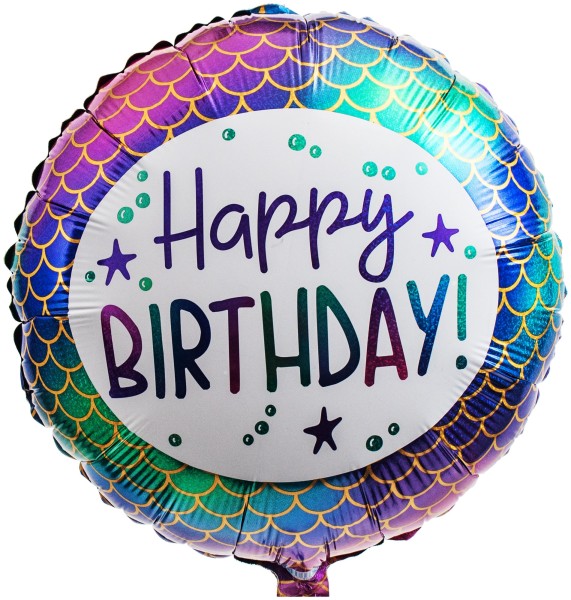 Folienballon Meerjungfrau Design "Happy Birthday" Glitter Holo