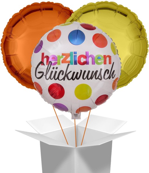 Ballonstrauß mit Punkten "Herzlichen Glückwunsch"