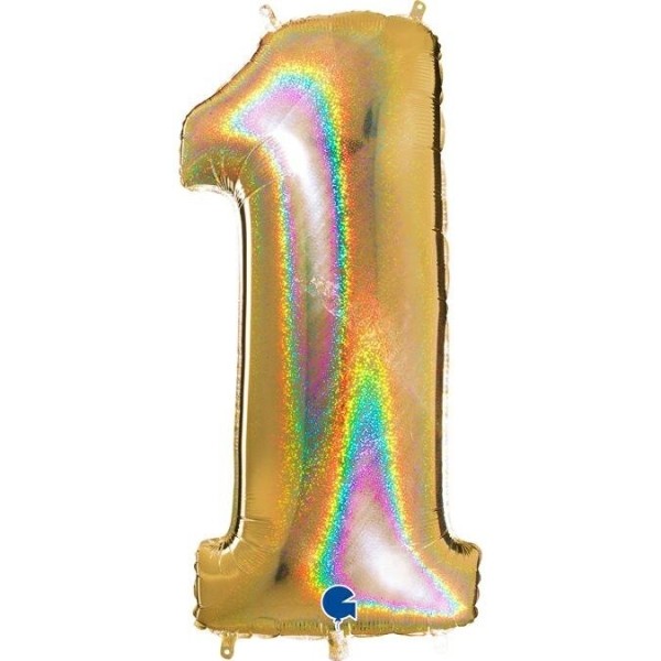 Zahlenballon Geldgold Holo "1"