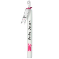 Stabkerze "Frohe Ostern" Weiß & Pink  Stabkerze "Frohe Ostern" Weiß & Pink
