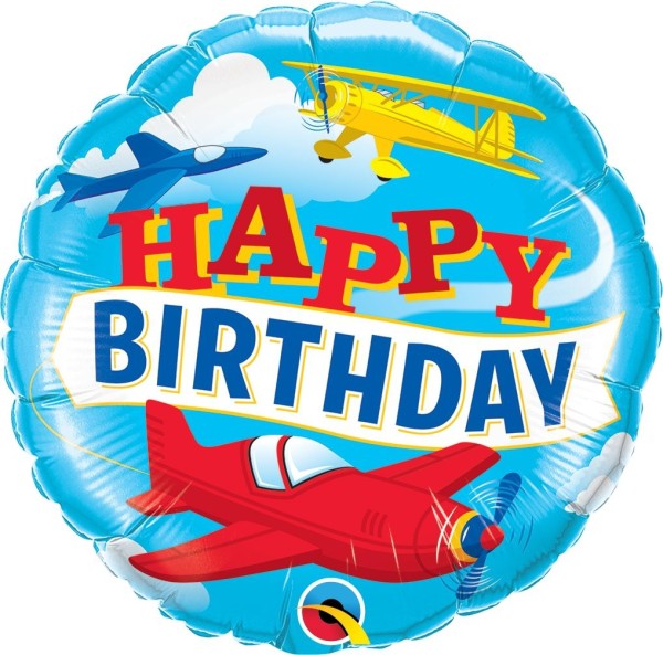 Folienballon "Happy Birthday" Flugzeuge