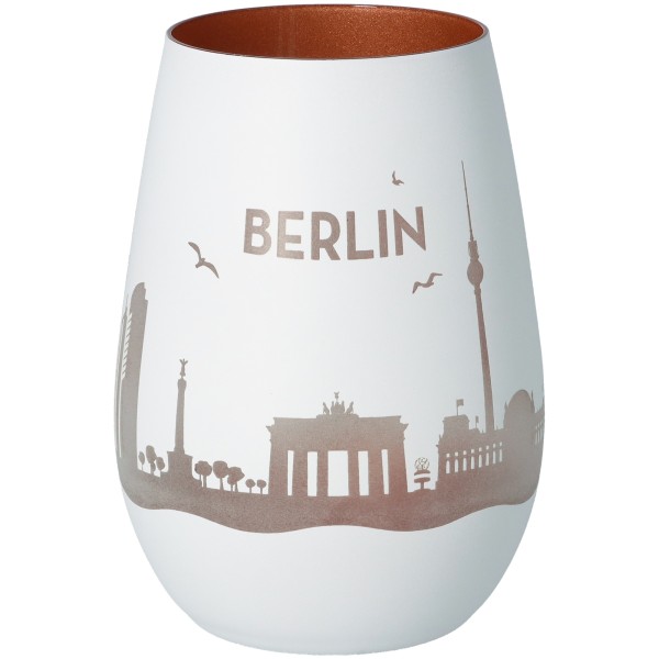 Windlicht Skyline Berlin Weiß/Bronze
