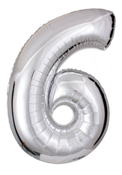 Silberne Folienballon Zahl "6"