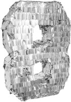 Silberne Pinata Zahl 8  Silberne Pinata Zahl 8